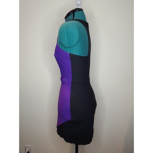 bebe bodycon purple black racerback dress with asymmetric hem - XS - Picture 2 of 10